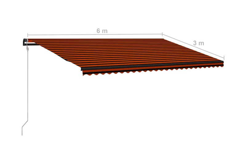 Infällbar markis med vindsensor & LED 600x300 cm - Orange - Utemöbler - Solskydd - Markiser