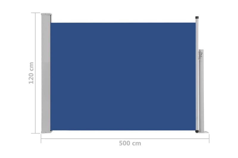 Infällbar sidomarkis 120x500 cm blå - Blå - Utemöbler - Solskydd - Markiser - Sidomarkis