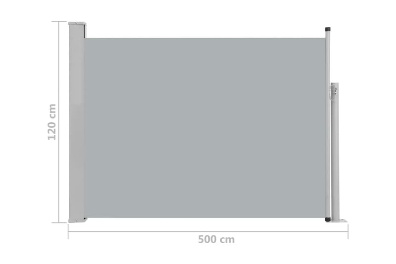 Infällbar sidomarkis 120x500 cm grå - Grå - Utemöbler - Solskydd - Markiser - Sidomarkis