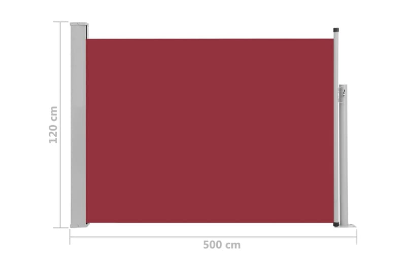 Infällbar sidomarkis 120x500 cm röd - Röd - Utemöbler - Solskydd - Markiser - Sidomarkis