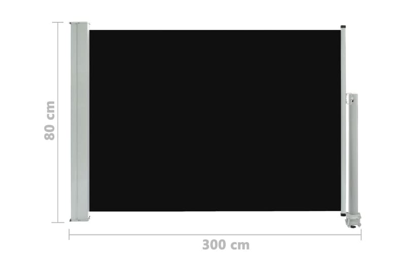 Infällbar sidomarkis 80x300 cm svart - Svart - Utemöbler - Solskydd - Markiser - Sidomarkis