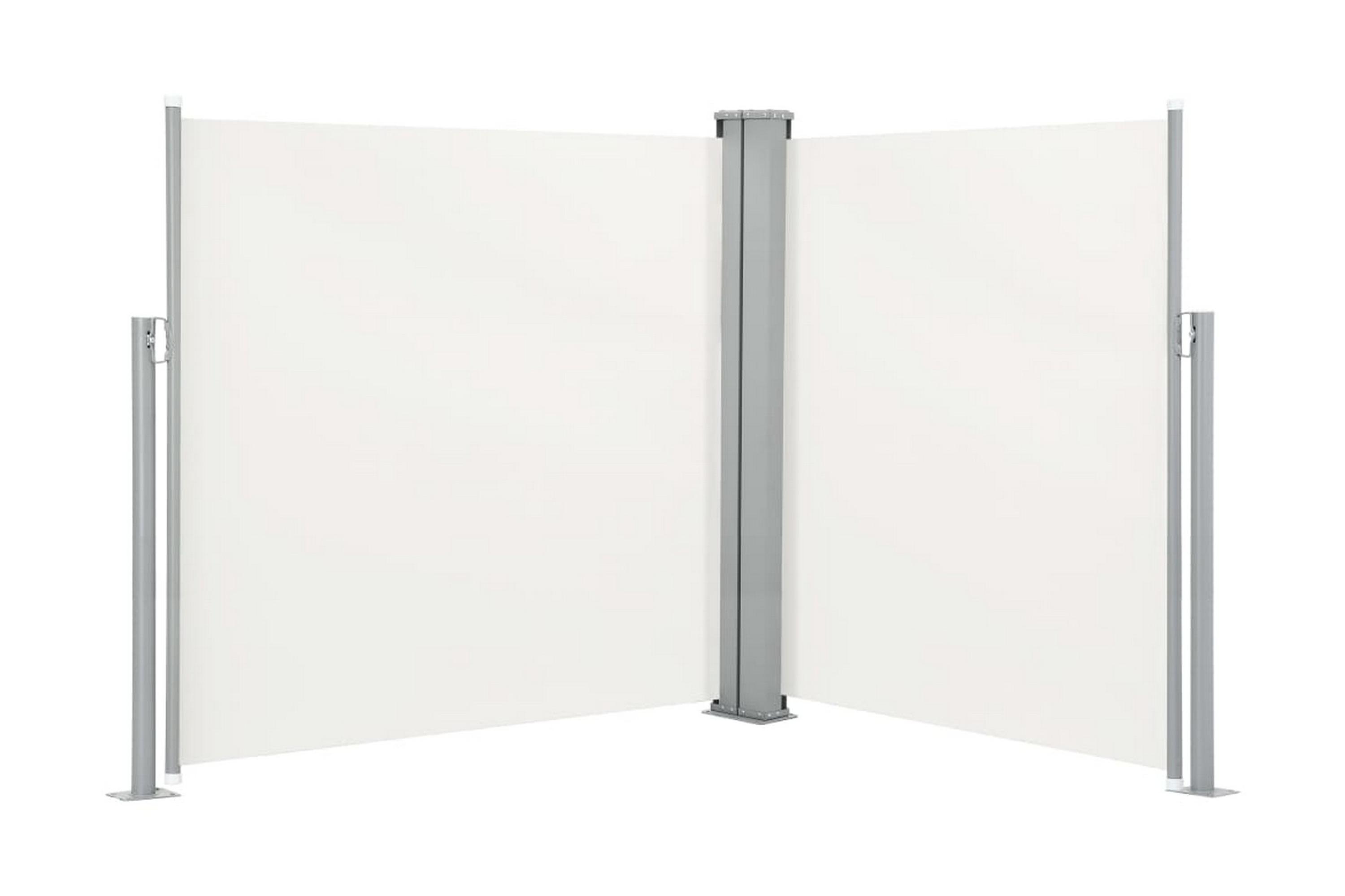 Infällbar sidomarkis dubbel 170×600 cm gräddvit – Vit