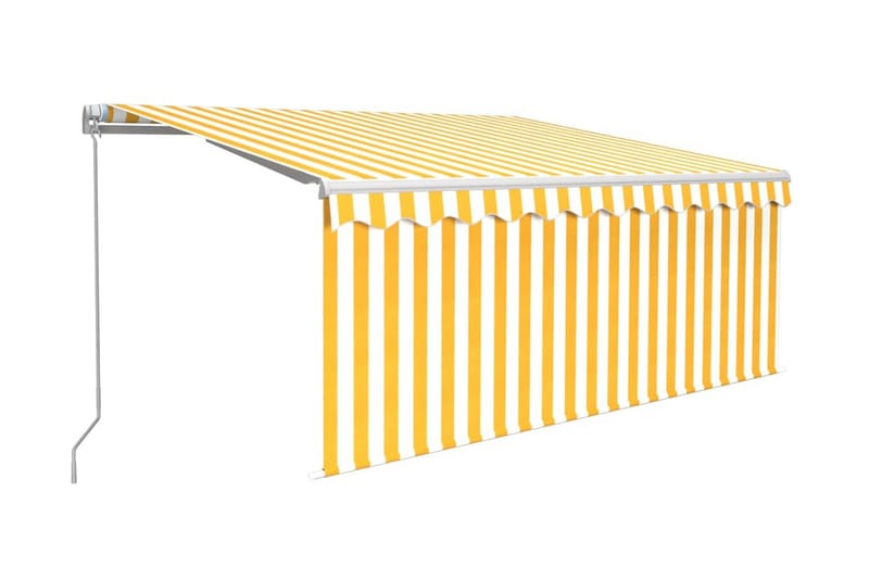 Manuell infällbar markis med rullgardin 3,5x2,5 m gul och vi - Gul - Fönstermarkis - Markiser