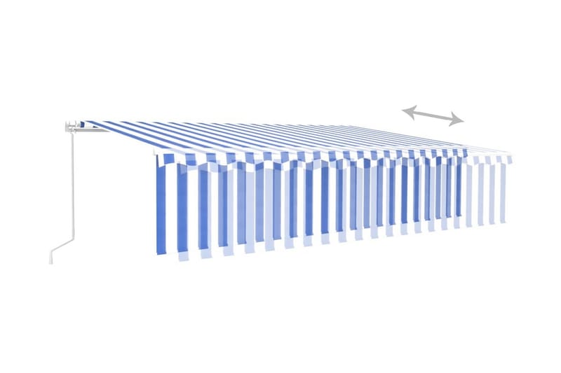 Manuell markis med rullgardin LED 6x3m blå/vit - Blå - Fönstermarkis - Markiser