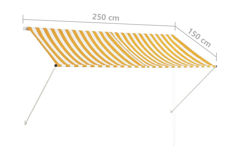 Markis 250x150 cm gul och vit - Flerfärgad - Utemöbler - Solskydd - Markiser - Fönstermarkis