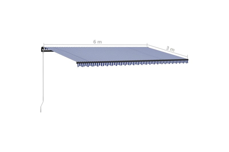 Markis manuellt infällbar 600x300 cm blå och vit - Blå - Utemöbler - Solskydd - Markiser