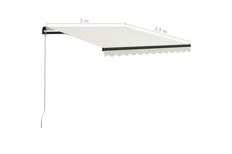 Markis manuellt infällbar med LED 300x250 cm gräddvit - Vit - Utemöbler - Solskydd - Markiser