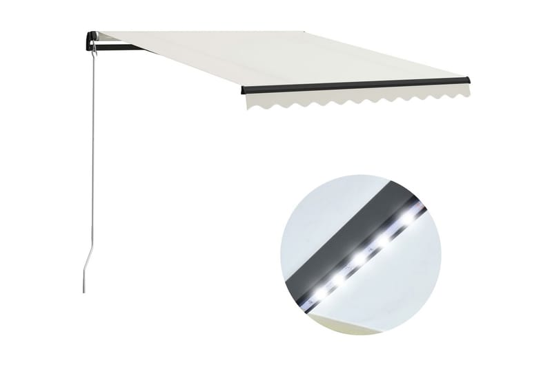 Markis manuellt infällbar med LED 300x250 cm gräddvit - Vit - Utemöbler - Solskydd - Markiser