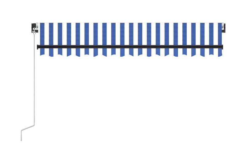 Markis manuellt infällbar med LED 350x250 cm blå och vit - Blå - Utemöbler - Solskydd - Markiser
