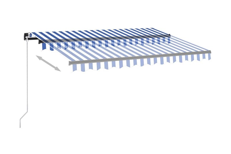 Markis manuellt infällbar med LED 350x250 cm blå och vit - Blå - Utemöbler - Solskydd - Markiser