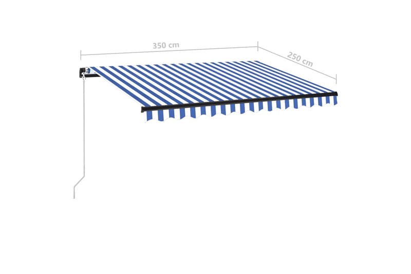 Markis manuellt infällbar med LED 350x250 cm blå och vit - Blå - Utemöbler - Solskydd - Markiser