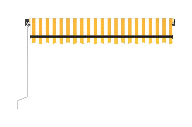 Markis manuellt infällbar med LED 350x250 cm gul och vit - Gul - Utemöbler - Solskydd - Markiser