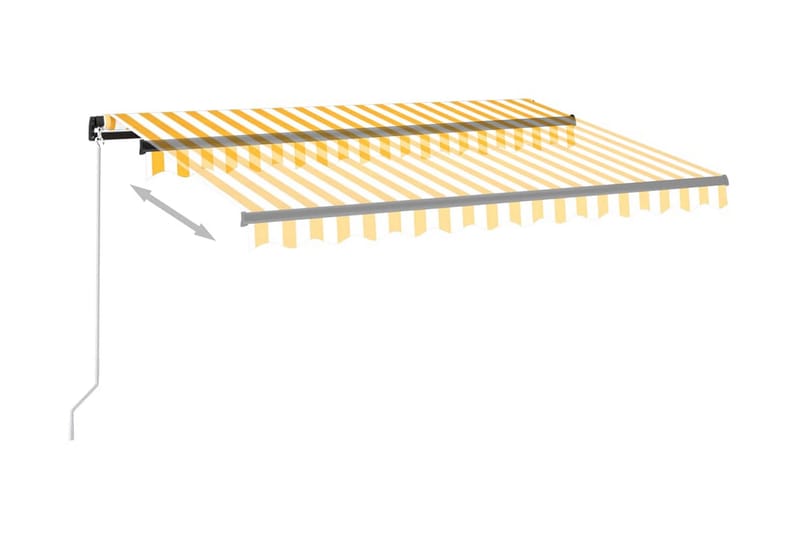 Markis manuellt infällbar med LED 350x250 cm gul och vit - Gul - Utemöbler - Solskydd - Markiser