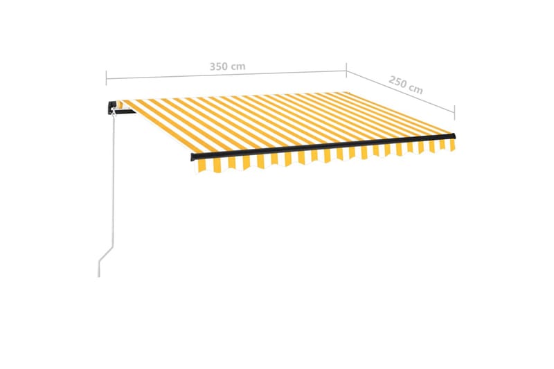 Markis manuellt infällbar med LED 350x250 cm gul och vit - Gul - Utemöbler - Solskydd - Markiser