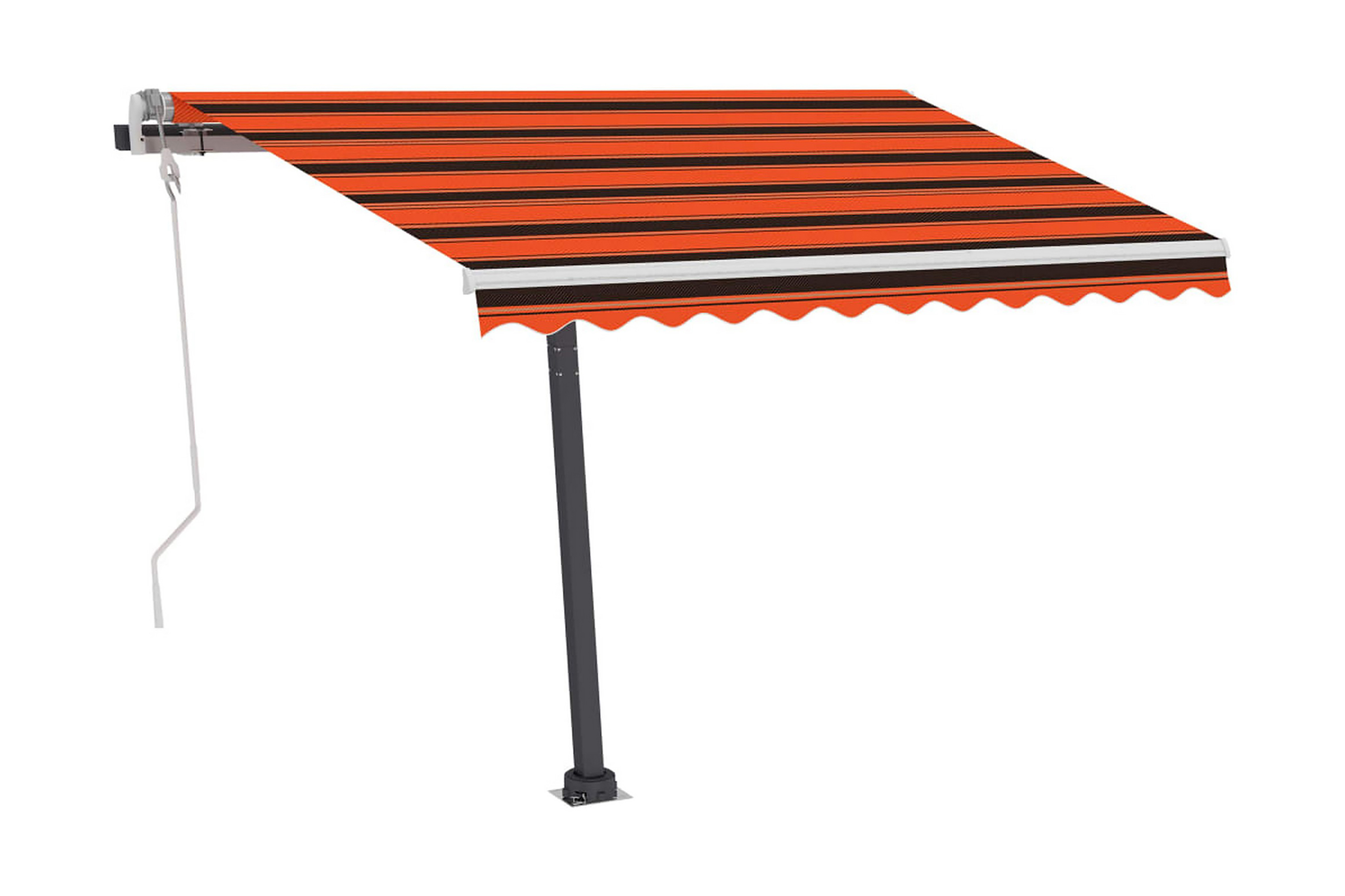 Markis manuellt infällbar med LED 350×250 cm orange och brun – Orange