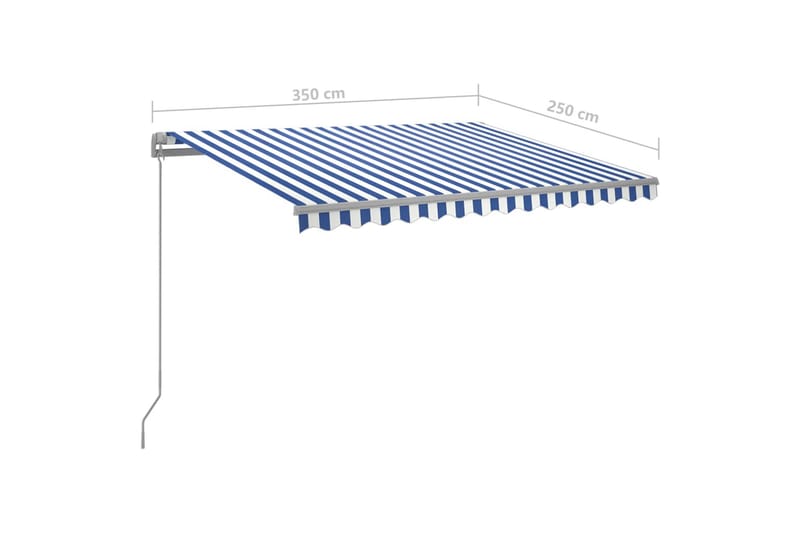 Markis manuellt infällbar med LED 3,5x2,5 m blå och vit - Blå - Utemöbler - Solskydd - Markiser - Fönstermarkis