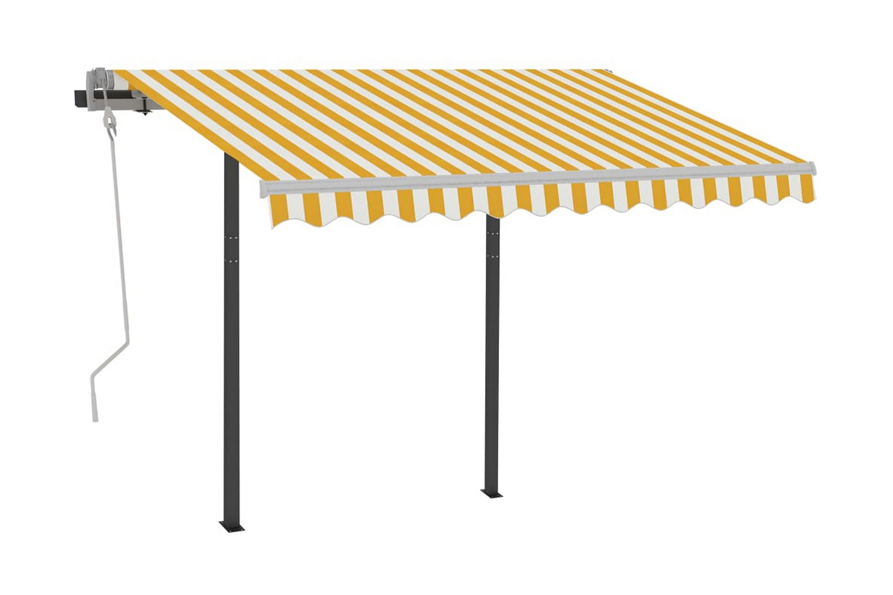 Markis manuellt infällbar med LED 3×2,5 m gul och vit – Gul
