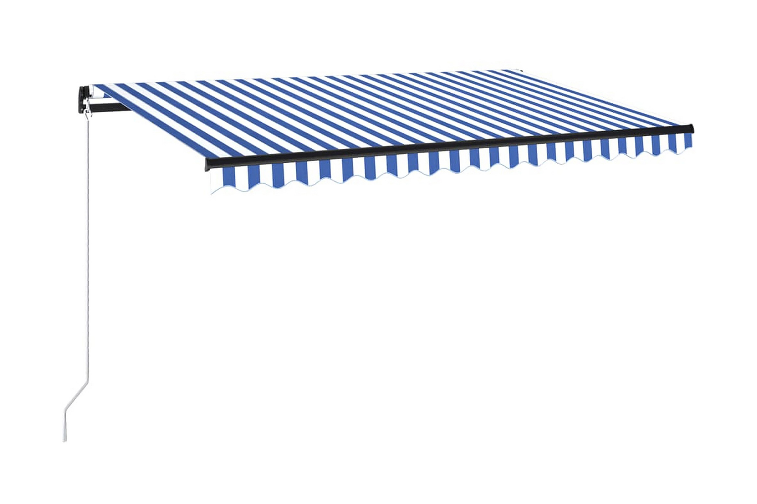 Markis manuellt infällbar med LED 400×300 cm blå och vit – Blå