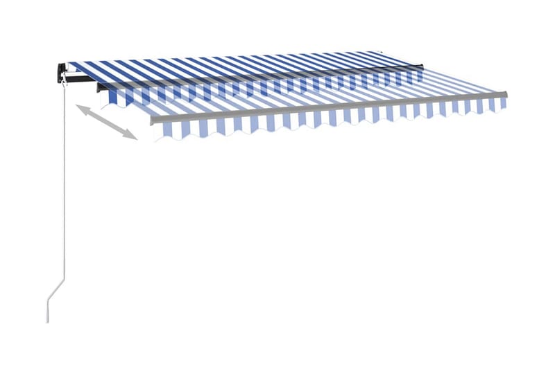 Markis manuellt infällbar med LED 400x350 cm blå och vit - Blå - Utemöbler - Solskydd - Markiser