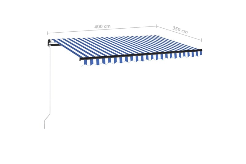 Markis manuellt infällbar med LED 400x350 cm blå och vit - Blå - Utemöbler - Solskydd - Markiser