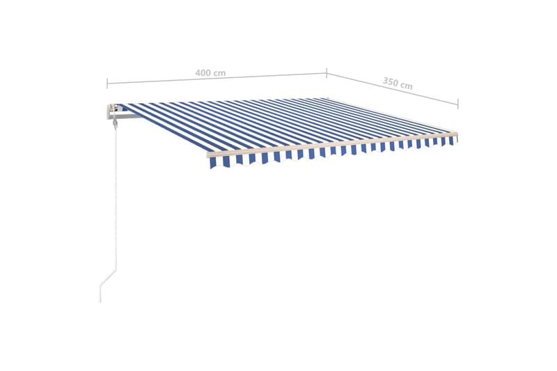 Markis manuellt infällbar med LED 400x350 cm blå och vit - Blå - Utemöbler - Solskydd - Markiser - Fönstermarkis