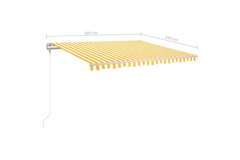 Markis manuellt infällbar med LED 400x350 cm gul och vit - Gul - Utemöbler - Solskydd - Markiser - Fönstermarkis