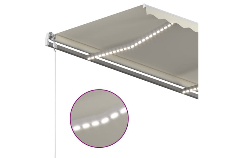 Markis manuellt infällbar med LED 450x300 cm gräddvit - Vit - Utemöbler - Solskydd - Markiser - Fönstermarkis