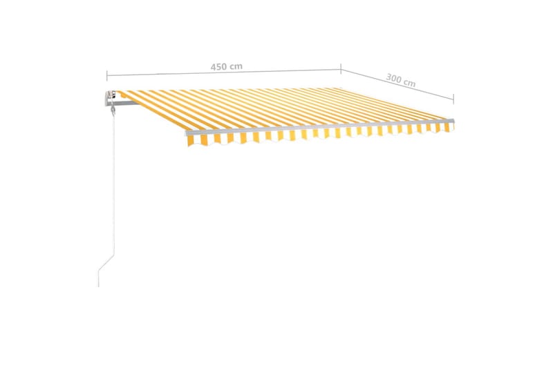 Markis manuellt infällbar med LED 450x300 cm gul och vit - Gul - Utemöbler - Solskydd - Markiser - Fönstermarkis