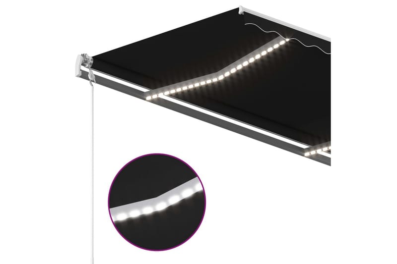 Markis manuellt infällbar med LED 450x350 cm antracit - Grå - Utemöbler - Solskydd - Markiser