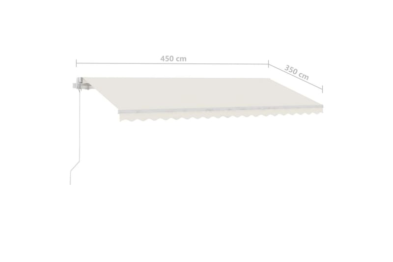 Markis manuellt infällbar med LED 450x350 cm gräddvit - Vit - Utemöbler - Solskydd - Markiser