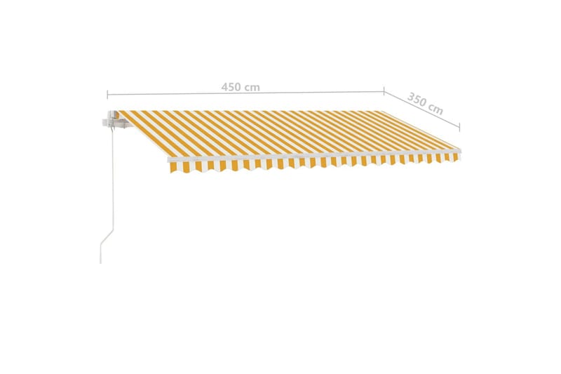 Markis manuellt infällbar med LED 450x350 cm gul och vit - Gul - Utemöbler - Solskydd - Markiser