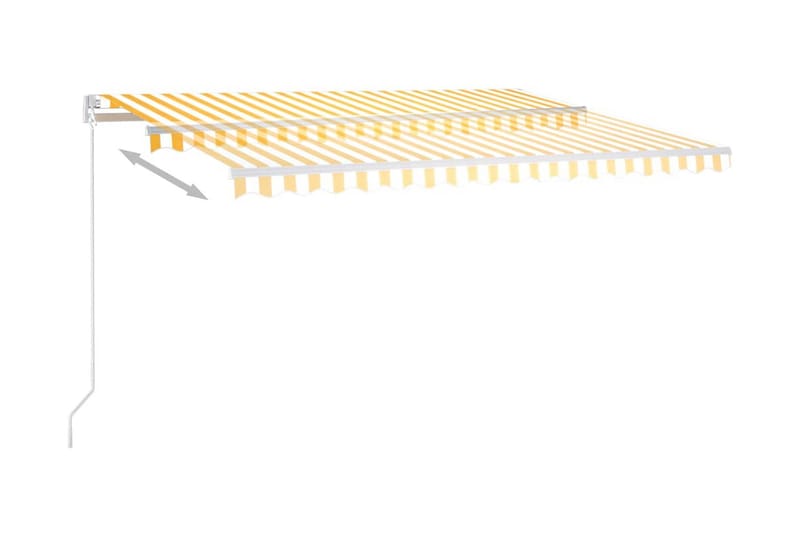 Markis manuellt infällbar med LED 450x350 cm gul och vit - Gul - Utemöbler - Solskydd - Markiser