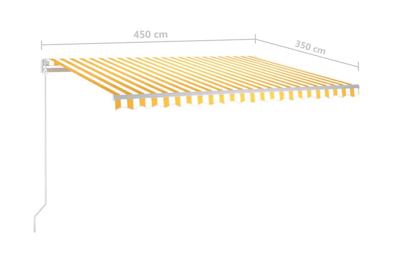 Markis manuellt infällbar med LED 450x350 cm gul och vit - Gul - Utemöbler - Solskydd - Markiser