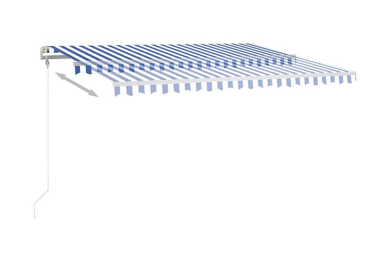 Markis manuellt infällbar med LED 4,5x3,5 m blå och vit - Blå - Utemöbler - Solskydd - Markiser