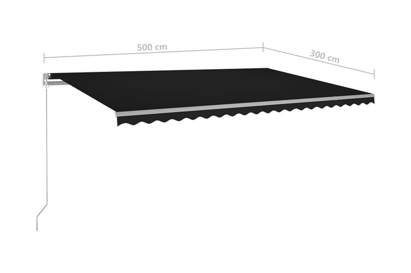 Markis manuellt infällbar med LED 500x300 cm antracit - Grå - Utemöbler - Solskydd - Markiser