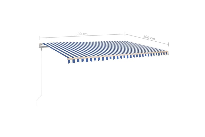 Markis manuellt infällbar med LED 500x300 cm blå och vit - Blå - Utemöbler - Solskydd - Markiser