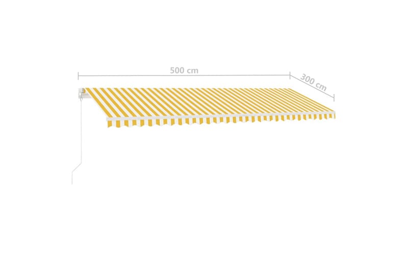 Markis manuellt infällbar med LED 500x300 cm gul och vit - Gul - Utemöbler - Solskydd - Markiser