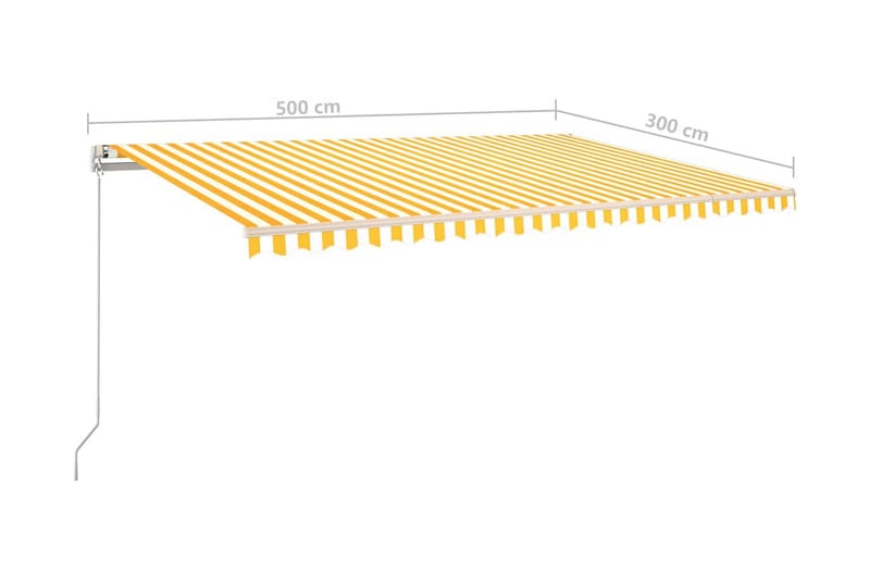 Markis manuellt infällbar med LED 500x300 cm gul och vit - Gul - Utemöbler - Solskydd - Markiser