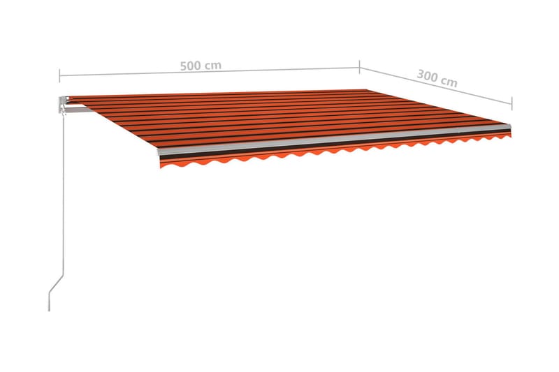 Markis manuellt infällbar med LED 500x300 cm orange och brun - Orange - Utemöbler - Solskydd - Markiser