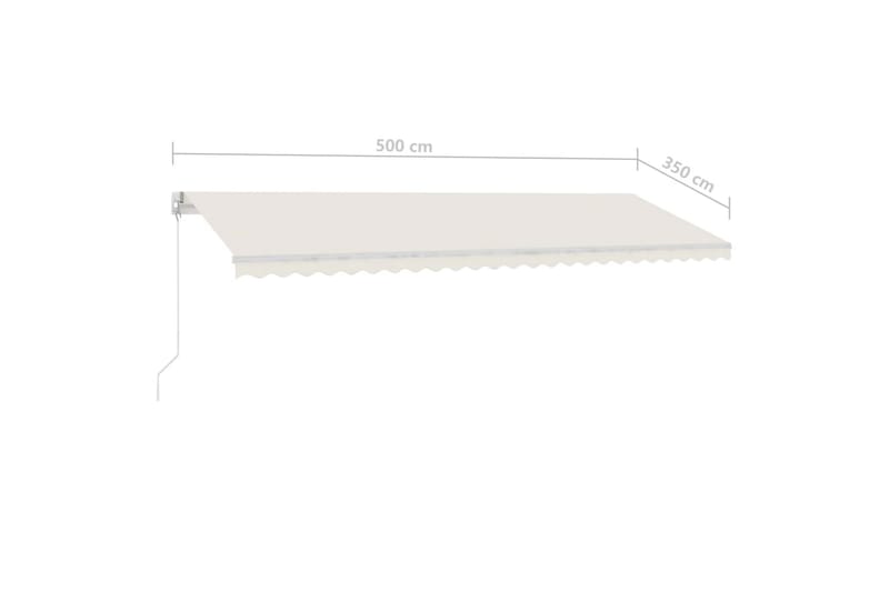 Markis manuellt infällbar med LED 500x350 cm gräddvit - Vit - Markiser - Terrassmarkis