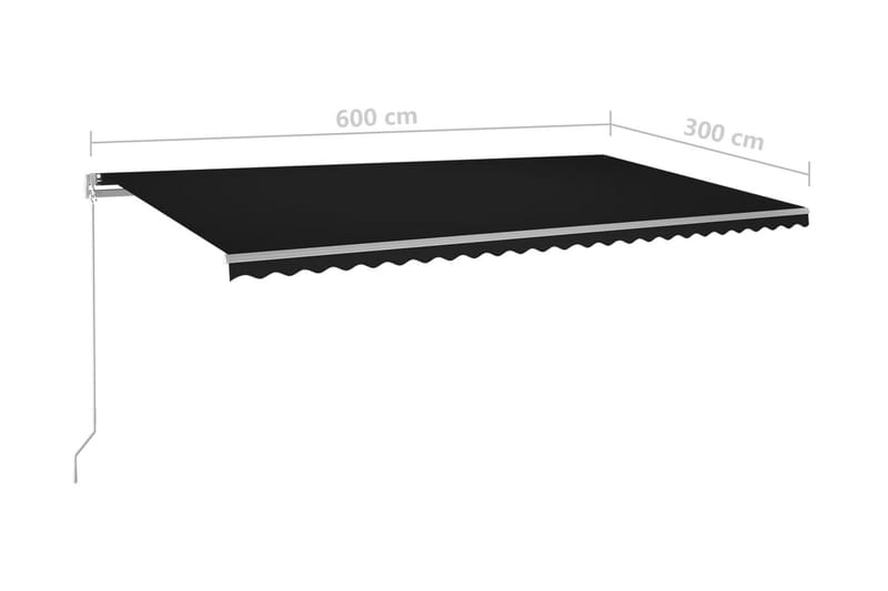 Markis manuellt infällbar med LED 600x300 cm antracit - Grå - Utemöbler - Solskydd - Markiser