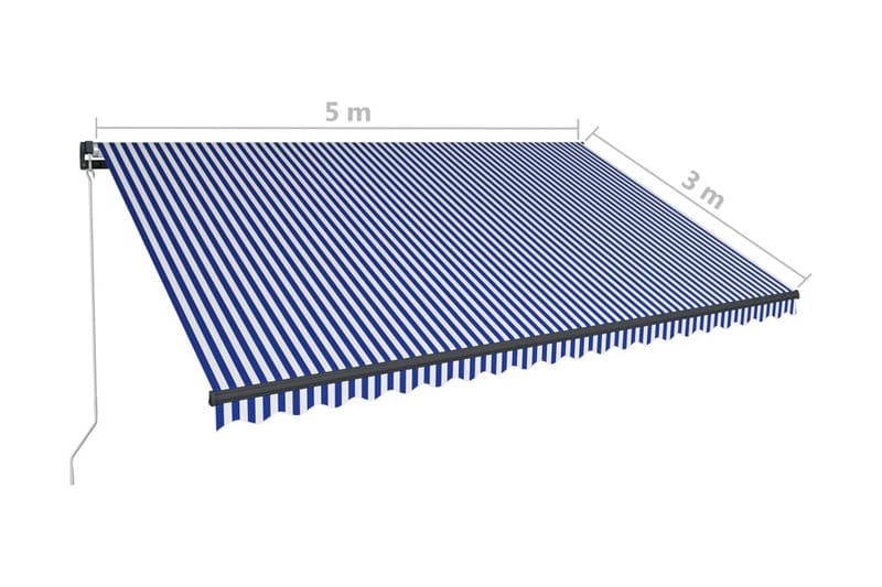 Markis manuellt infällbar med LED 600x300 cm blå och vit - Blå - Fönstermarkis - Markiser