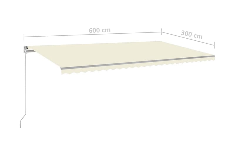 Markis manuellt infällbar med LED 600x300 cm gräddvit - Vit - Utemöbler - Solskydd - Markiser