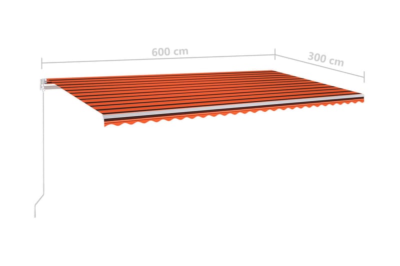 Markis manuellt infällbar med LED 600x300 cm orange och brun - Orange - Utemöbler - Solskydd - Markiser