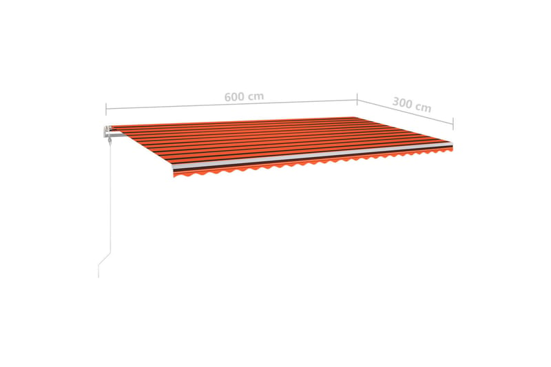 Markis manuellt infällbar med LED 600x300 cm orange och brun - Orange - Utemöbler - Solskydd - Markiser - Fönstermarkis