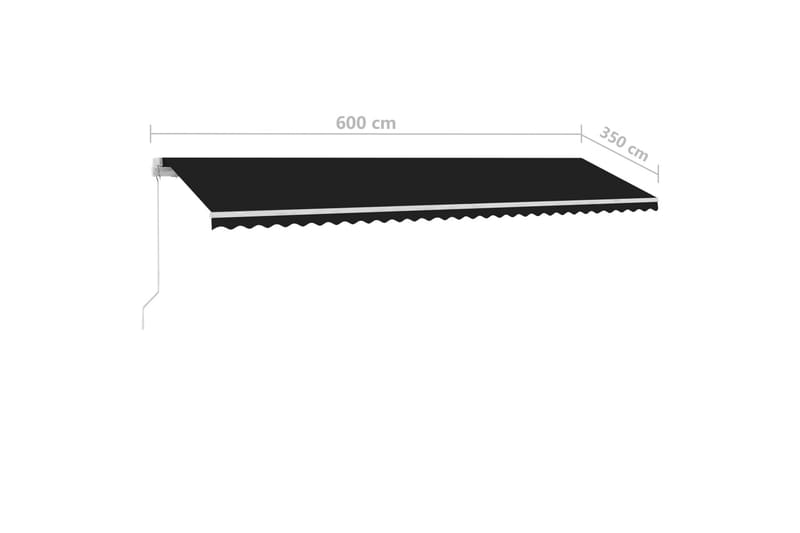 Markis manuellt infällbar med LED 600x350 cm antracit - Grå - Utemöbler - Solskydd - Markiser