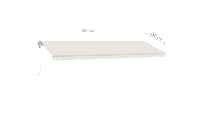 Markis manuellt infällbar med LED 600x350 cm gräddvit - Vit - Utemöbler - Solskydd - Markiser