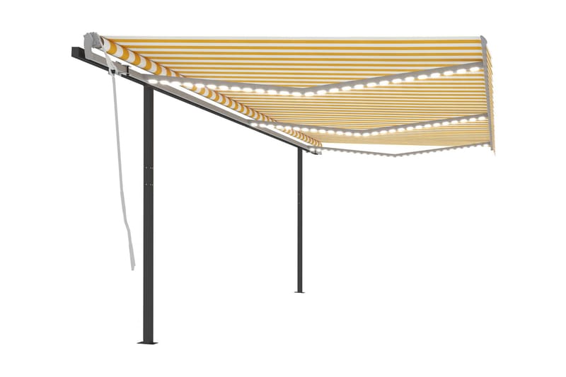 Markis manuellt infällbar med LED 6x3 m gul och vit - Gul - Utemöbler - Solskydd - Markiser - Fönstermarkis