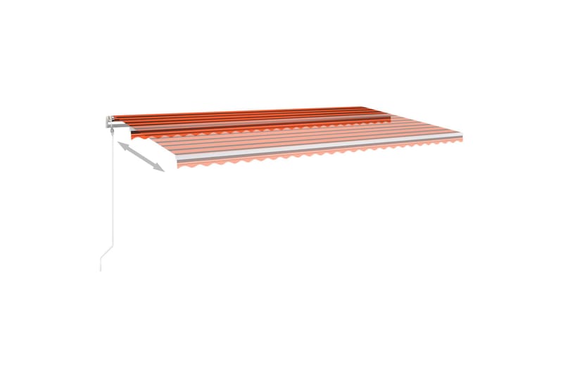 Markis manuellt infällbar med LED 6x3 m orange och brun - Orange - Utemöbler - Solskydd - Markiser