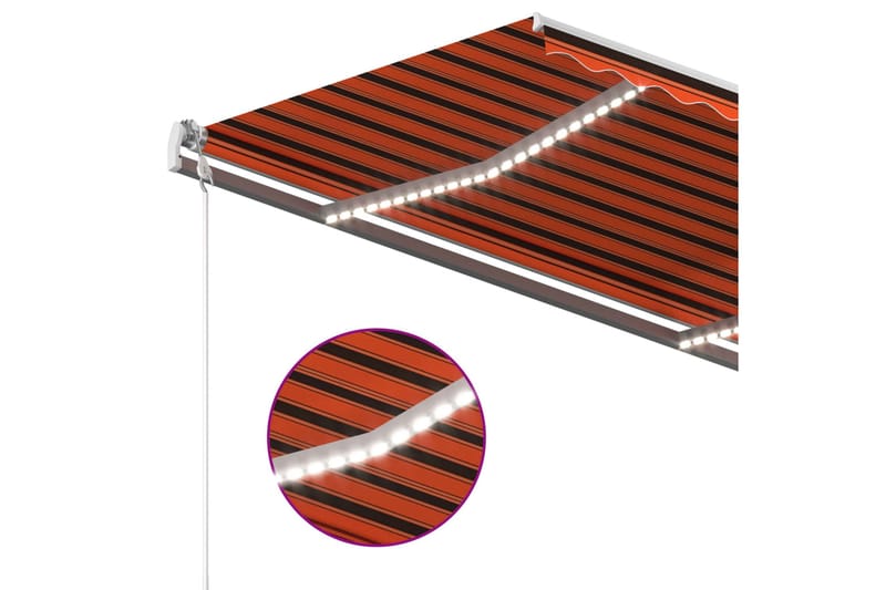 Markis med LED manuellt infällbar 3,5x2,5 m orange och brun - Orange - Utemöbler - Solskydd - Markiser